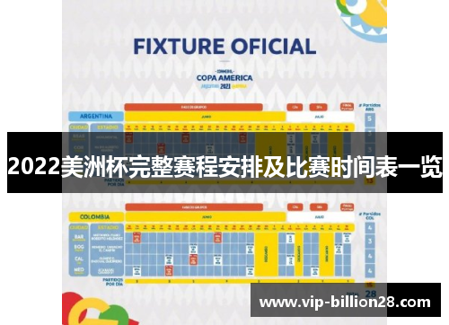 2022美洲杯完整赛程安排及比赛时间表一览 2022美洲杯完整赛程安排及比赛时间表一览